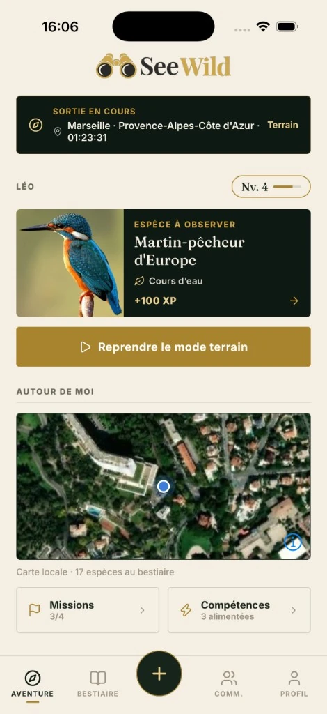L'écran Aventure de SeeWild